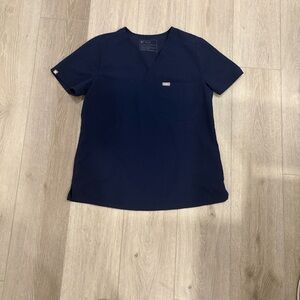 Figs Navy V-Neck Medical Scrub Top